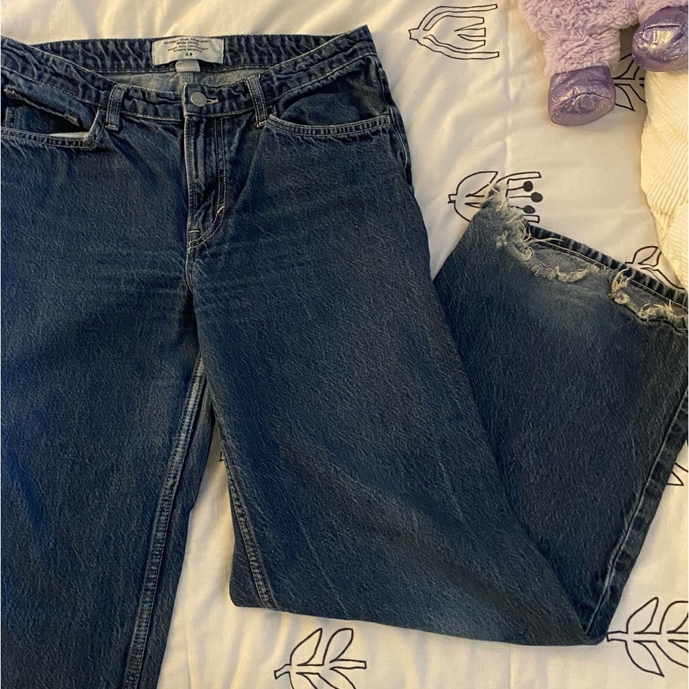 Wide slouch dark blue pants